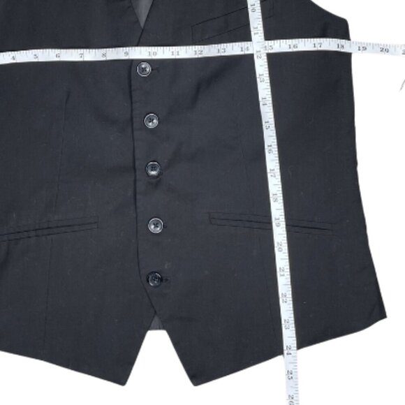 H&M Black Stretch 5 Button Front Chest/Front Pockets Fitted Suit Vest 38R - Picture 4 of 6